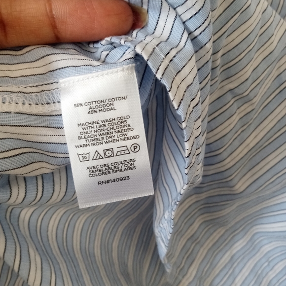 Ann Taylor Loft Striped Quarter Sleeve V Neck Plaid Printed Top Cottagecore - Picture 11 of 11